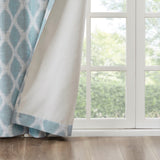 Ikat Blackout Patio Window Curtain, Aqua Blue