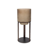 Bronze Bungoma Glass Candle Hurricane in Metal Stand- Short