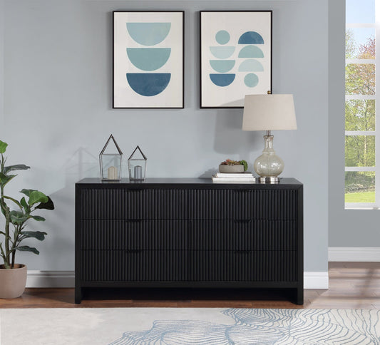 Fairfax Dresser - Modern Art Deco Design with Fluted Drawers and Matte Metal Handles for Elegance