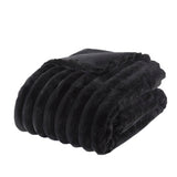 3 Piece Ultra Soft Faux Fur Ribbed Comforter Set, Black