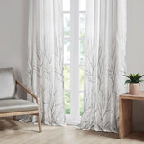 Wholesale Embroidered Branches Faux Silk Window Panel, White