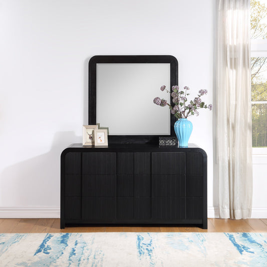 Fluted Mirror - Elegant Arched Design with Fluted Frame, Solid Wood Finish for Stunning Decor Appeal