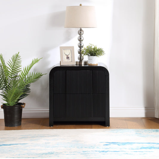 Fluted Night Stand - Elevate Your Space with Elegant Art Deco Design and Intricate Fluted Detailing