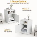 Nightstand with Storage Shelf and Door, Faux 2-drawer Table