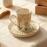 Yellow Daisy Gold Rim Espresso Cup & Saucer Set