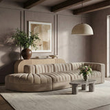Rummi - Velvet Performance Fabric Upholstered 4 Piece Modular Sectional With Reverse Corner Chair