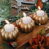 Gold Pumpkin Tealight Candlestick Holder Set of 6