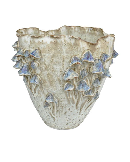 Black Forest Mushrooms Large Ivory Vase