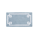 High Pile Bordered Bathroom Rug, Blue