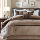 Palizzate Suede 7PC Comforter/6PC Duvet Cover Set, Brown