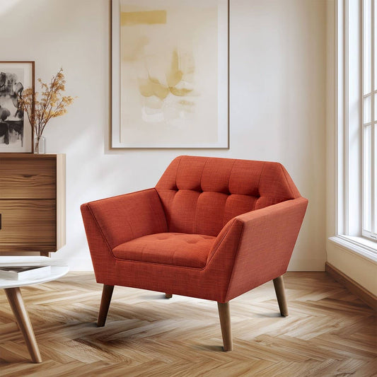 Modern Mid-Century Accent Arm Chair, Spice Red *