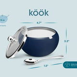 Kook Large Stainless Steel Sugar Bowl, Lid & Spoon