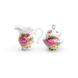 Gracie Bone China Sandra's Rose Sugar & Creamer Set