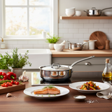 Mauviel M'Cook SB 5-Ply Saute Pan With Lid, Brushed Cast Stainless Steel Handle, 3.4-Qt
