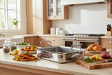 Mauviel Stainless Steel Roasting Pan With Rack And Brushed Cast Stainless Steel Handles, 15.7 x 11.8-In