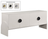 Beckwith Cream Sideboard: Stylish Buffet with Custom Handles, Linen Textured Finish & Modern Design