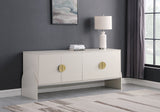 Beckwith Cream Sideboard: Stylish Buffet with Custom Handles, Linen Textured Finish & Modern Design