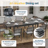 8-Person Aluminum Patio Dining Set, Extendable Table