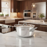 Mauviel M'Cook SB 5-Ply Stewpan With Lid,Brushed Cast Stainless Steel Handles, 6.1-Qt