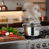 Mauviel M'Cook SB 5-Ply Stewpan With Lid,Brushed Cast Stainless Steel Handles, 6.1-Qt