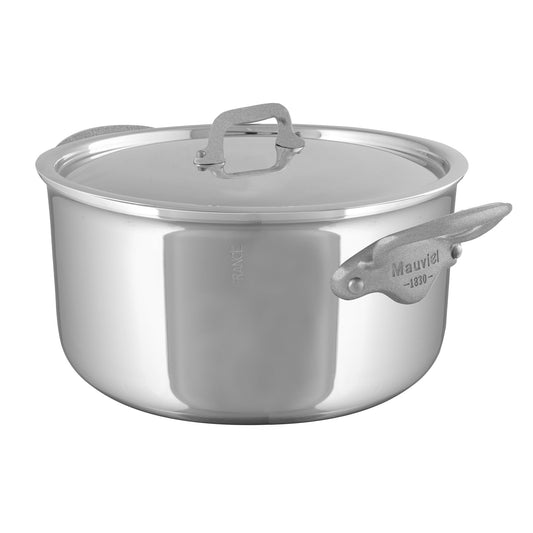 Mauviel M'Cook SB 5-Ply Stewpan With Lid, Brushed Cast Stainless Steel Handles, 9.2-Qt