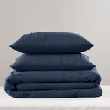 Grid Soft Washed Pinch Pleated Comforter Set, Navy