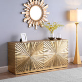 Golda Gold Leaf Sideboard Buffet - Glamorous Hand-Carved Starburst Design for Contemporary Dining Room