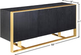 Sherwood Modern Sideboard Buffet with Black Oak Veneer & Gold Iron Base - Stylish Storage Solution