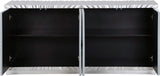 Silverton Contemporary Silver Leaf Sideboard with Hand-Carved Sunburst Design for Elegant Dining