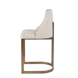 Rounded Back 26"H Upholstered Counter Stool Barstools, Cream