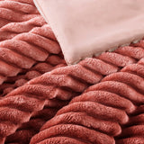 300GSM Fluffy Ribbed Plush Comforter Set,Blush Ombre