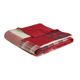 3 Piece Plaid Oversized Cotton Quilt Mini Set, Red
