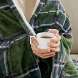Plaid Velvety Shepra Heated Throw, Green
