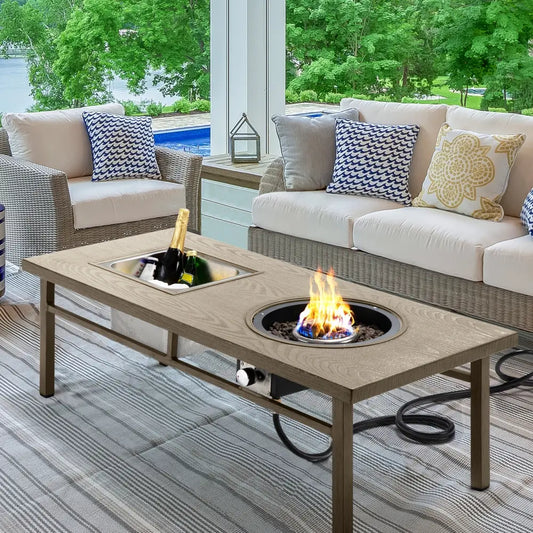 Ice Tub Aluminum Fire Pit Table Gas Propane Patio Outdoor
