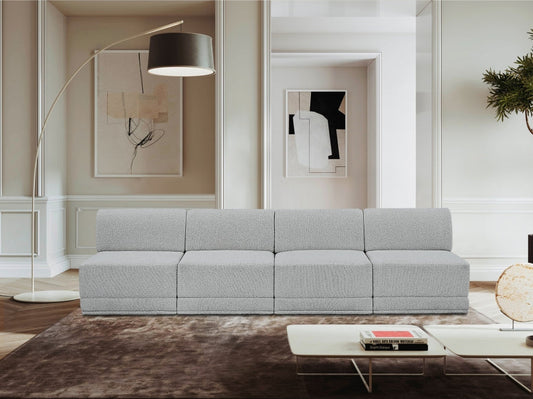 Ollie 120" Boucle Fabric Upholstered 4pc. Armless Modular Sofa