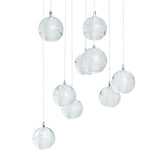 9 light Crystal Spheres Chandelier // Round Chrome Canopy