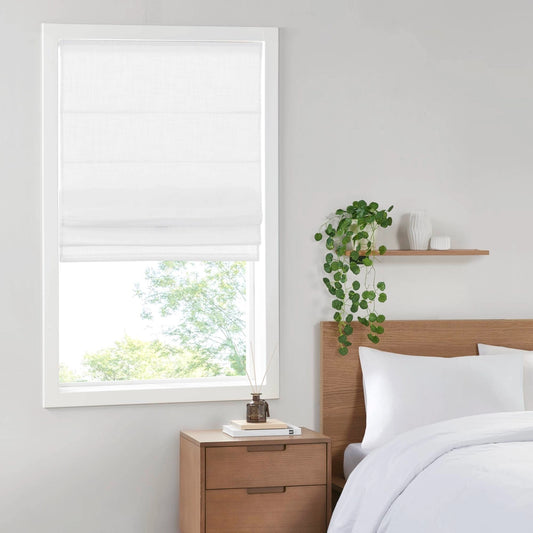 Linen Blend Light Filtering Cordless Roman Shade White