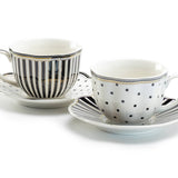Black Josephine Stripes & Dots Porcelain Tea Set