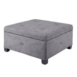 Storage Ottoman Button Tufted Square Accent Stool, Grey