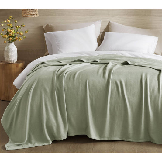 Diamond Jacquard Soft Bamboo Cotton Blanket, Sage Green