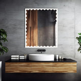 Santosh Rectangular Mirror with Inner Scalloped Edge in Glossy White