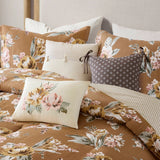 7 Piece Vintage Floral Comforter Set, Terracotta