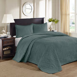 3 Piece Reversible Cottage Bedspread Set, Balsam Green