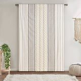 Geo Print Chenille Light Filtering Window Curtain, Ivory