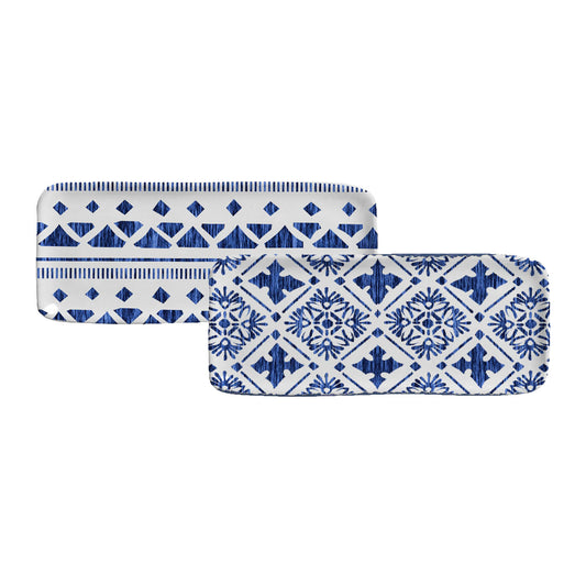 RECTANGULAR PLATTER MEDIUM ORGANIC STONEWARE Ø 12.99x5.12" SET OF 2 DESIGNS MAYA