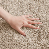 High Pile Bordered Bathroom Rug, Taupe