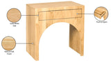 June Elegant Mid Century Night Stand with Curved Design and Push-to-Open Drawer for Storage