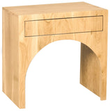 June Elegant Mid Century Night Stand with Curved Design and Push-to-Open Drawer for Storage