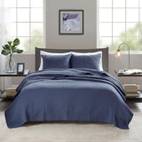 Navy Solid Farmhouse Reversible Quilt Set