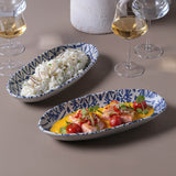 DEEP OVAL PLATTER LARGE ORGANIC STONEWARE Ø 12.6x6.3" SET OF 2 DESIGNS MAYA